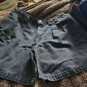 High-Waisted Denim Shorts in Dark Blue